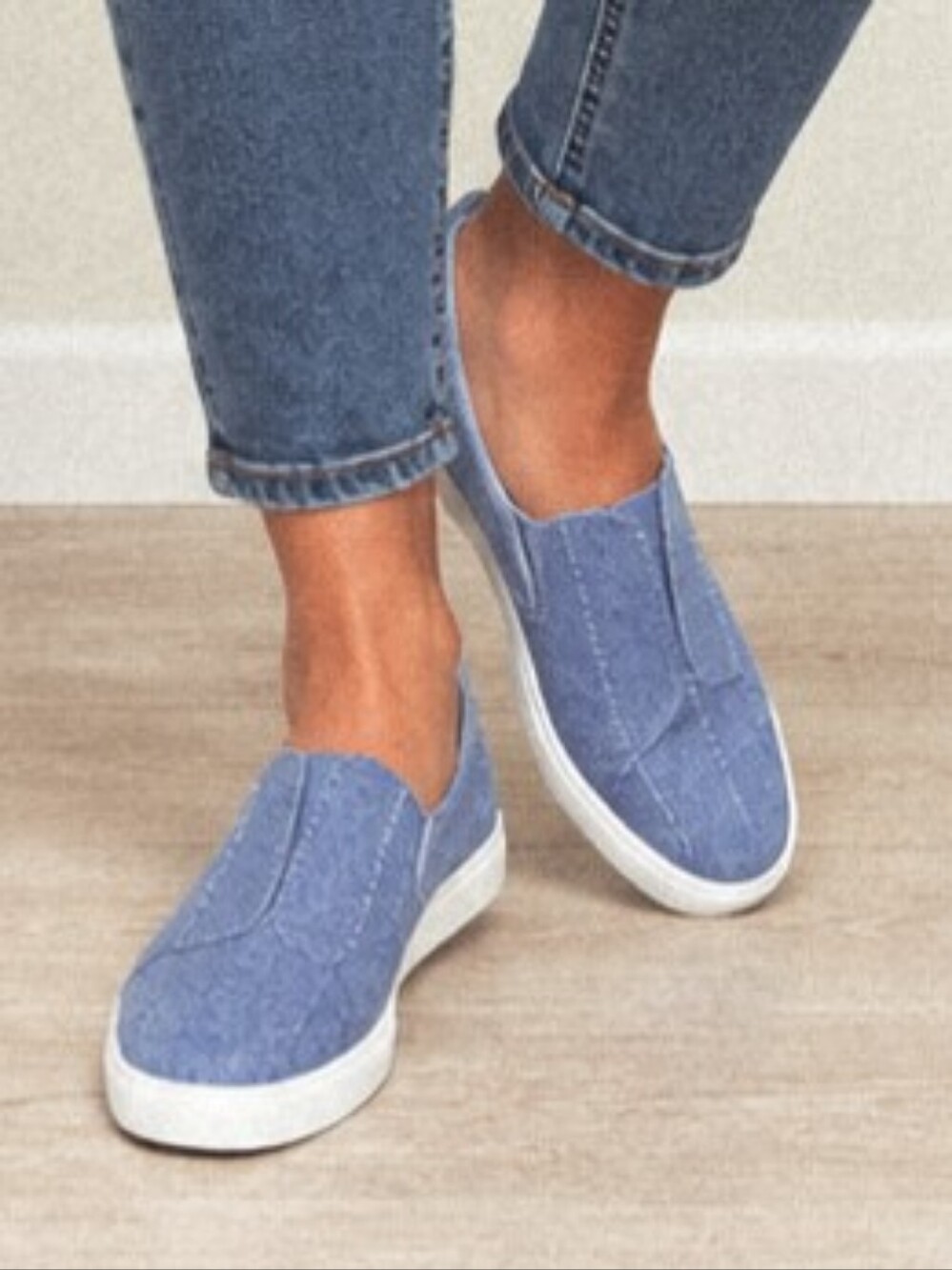 Keds' Denim Chambray Slip-On Sneakers , Size 8.5